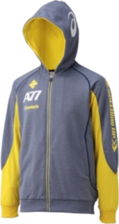 【ASICS/アシックス】 A77 スウェットパーカ ダークネイビー杢xビブラントイエロー ユニセックス アシックス
